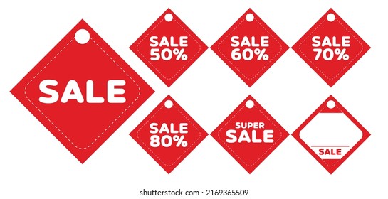50%, 60%, 70%, 80% OFF  special offer discount tag or label collection. Set of 7, Vector eps.