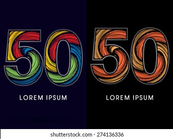 50 ,Abstract Number , font, concept Spin,designed using colors and gold silver bronze grunge brush,sign ,logo, symbol, icon, graphic, vector.