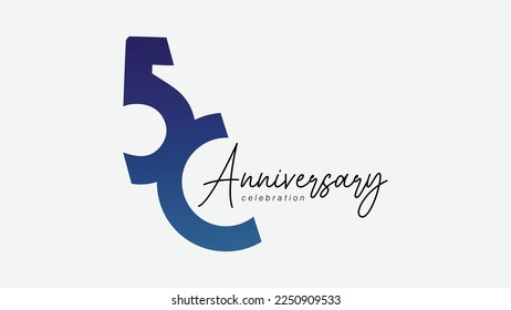 50 Anniversary Celebration Blue Color Vector Template Design Illustration.