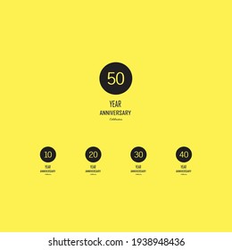 50 Anniversary celebration on yellow background. Vector festive illustration. Birthday or wedding party event decoration