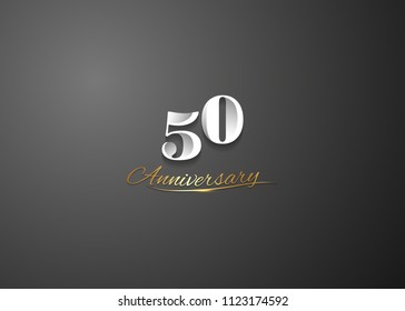 50 Anniversary elegant logotype design, white colored isolated on black background