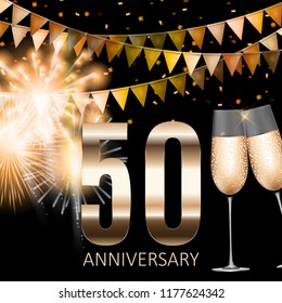 50 Anniversary emblem template design background. Vector Illustration EPS10