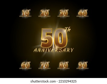 50 Anniversary Golden 3d Text Effect For Event, Wedding, Invitation