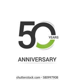 50 Anniversary  Logo Celebration, Black and Green Flat Design Isolated on White Background