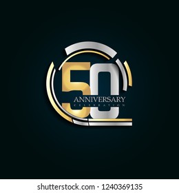 50 Anniversary Template Design Golden Silver Stock Vector (Royalty Free ...