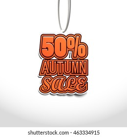 50% Autumn Sale. Sale Tags Design. Vector Illustration