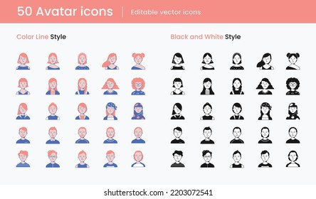 50 Avatar icons – Premium high-quality vector icons pack for professional website, apps, presentation, proposal and etc…