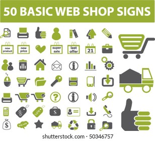 50 basic web shop signs. vector