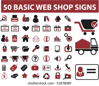 50 basic web shop signs. vector