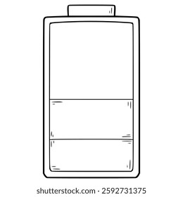 50% battery level indicator illustration hand drawn outline vector