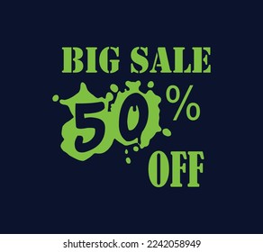 50% big sale discount template in green and dark background