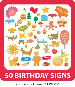 50 birthday signs. vector