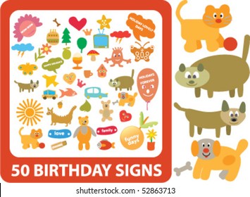 50 birthday signs. vector