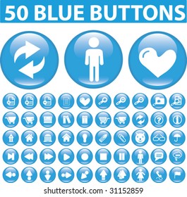 50 botones brillantes azules