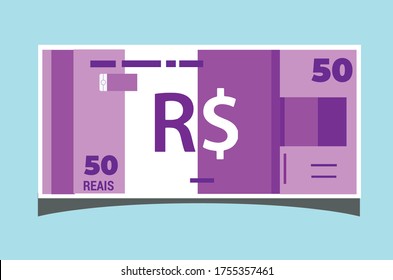 50 Brazilian Real Banknotes money vector icon logo illustration and design. Brazil currency, business, payment and finance element. Can be used for web, mobile, infographic, and print. EPS 10 Vector.