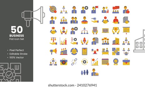 50 Business Flat Icon Set