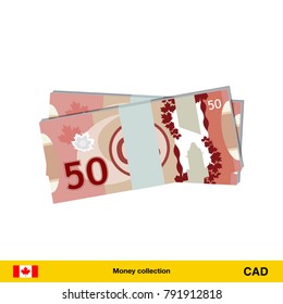 50 Canadian dollar banknote. Canadian dollar banknote vector illustration.