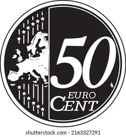 50 Cent Euro Coin Logo Handmade Silhouette