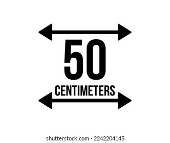 50 centimeters. Vector measuring unit in centimeters with arrows isolated on white background
