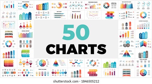 50 Charts Pack. Infographics for your presentation. Perfect for any industry from business or marketing to startup and data science.