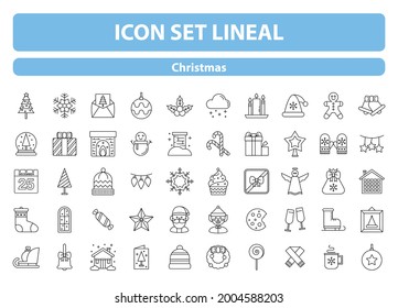 50 Christmas icon set lineal