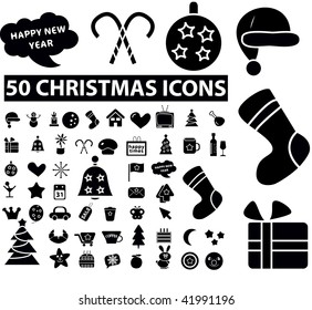 50 christmas icons. vector