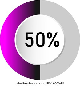 50% circle percentage diagrams (meters) ready-to-use for web design, user interface (UI) or infographic - indicator with gradient from purple to black