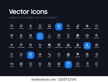 50 Conjuntos de iconos limpios y geniales para enriquecer su apariencia de diseño, iconos vectoriales esenciales adecuados para UI UX