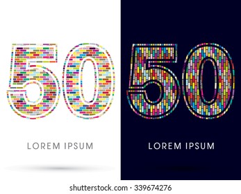 50, Colorful Brick, Construction font graphic design.