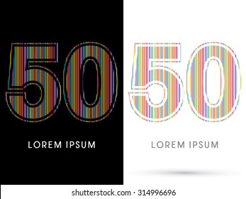 50 ,Colorful Font, designed using colorful line graphic vector.