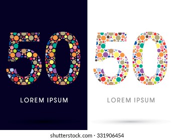 50 ,Colorful font, designed using colorful dot graphic vector.