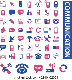 Paquete de iconos de comunicación de 50, archivo de edición de vectores, fácil de editar, redimensionable