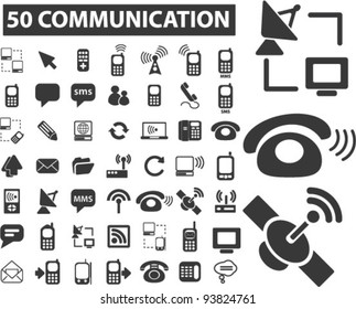 50 communication icons set, vector illustrations