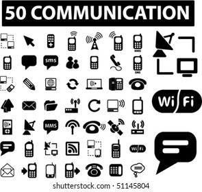 50 communication signs. vector