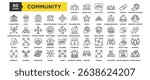 50 Community icon set. Containing design People Chat , Community Group, Group Chat, Teamwork, Community Building