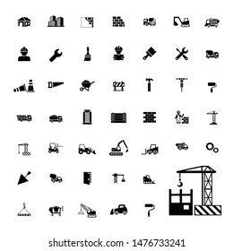 50 construction icon set, vector 