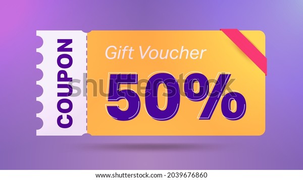 50% coupon promotion sale for website, internet\
ads, social media. Big sale and super sale coupon code 50 percent\
discount gift voucher coupon vector illustration summer offer ends\
weekend holiday