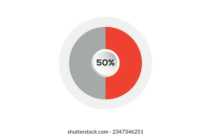 50% creative pie chart vector, 50 percent pie chart, pie chart vector, incredible pie chart vector
