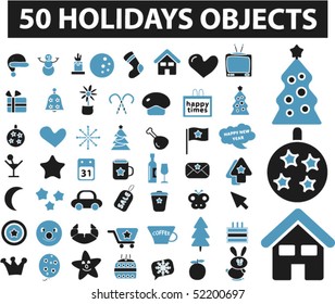 50 cute holidays objects. vector