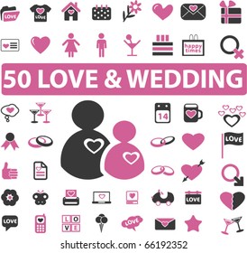 50 cute love & wedding signs. vector