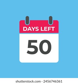50 days to go countdown template. 50 day Countdown left days banner design. 50  Days left countdown timer
