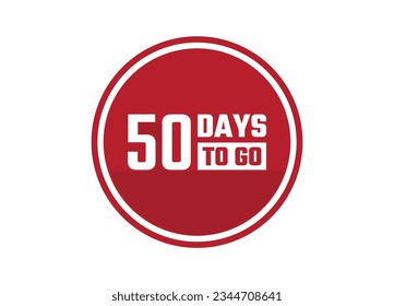 50 days to go red vector banner illustration isolated on white background