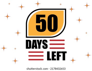 Noch 50 Tage. Countdown-Tage-Banner einzeln auf weißem Hintergrund. Verkaufskonzept in Orange und Rot.
