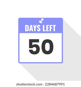 50 Days Left Countdown sales icon. 50 days left to go Promotional banner