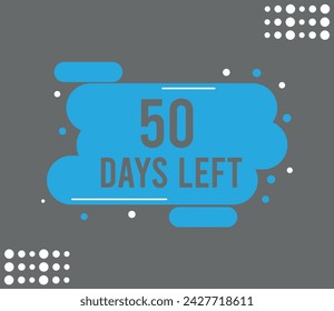 Quedan 50 días para el botón de texto web. Cuenta regresiva para eventos especiales y fechas aisladas sobre fondo oscuro