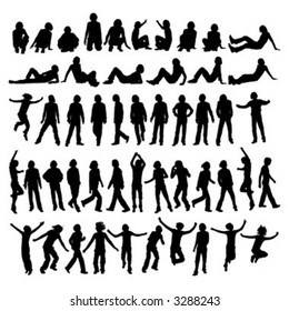 50 different highly detailed silhouettes of man