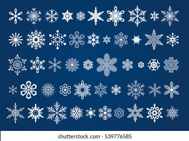 50 different vector snowflakes set