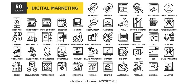 50 Digital Marketing icon set 