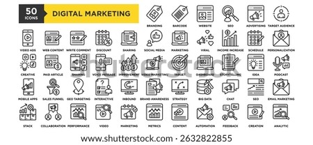 50 Digital Marketing icon set 