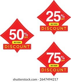 50% de descuento. 25% de descuento. 75% de descuento